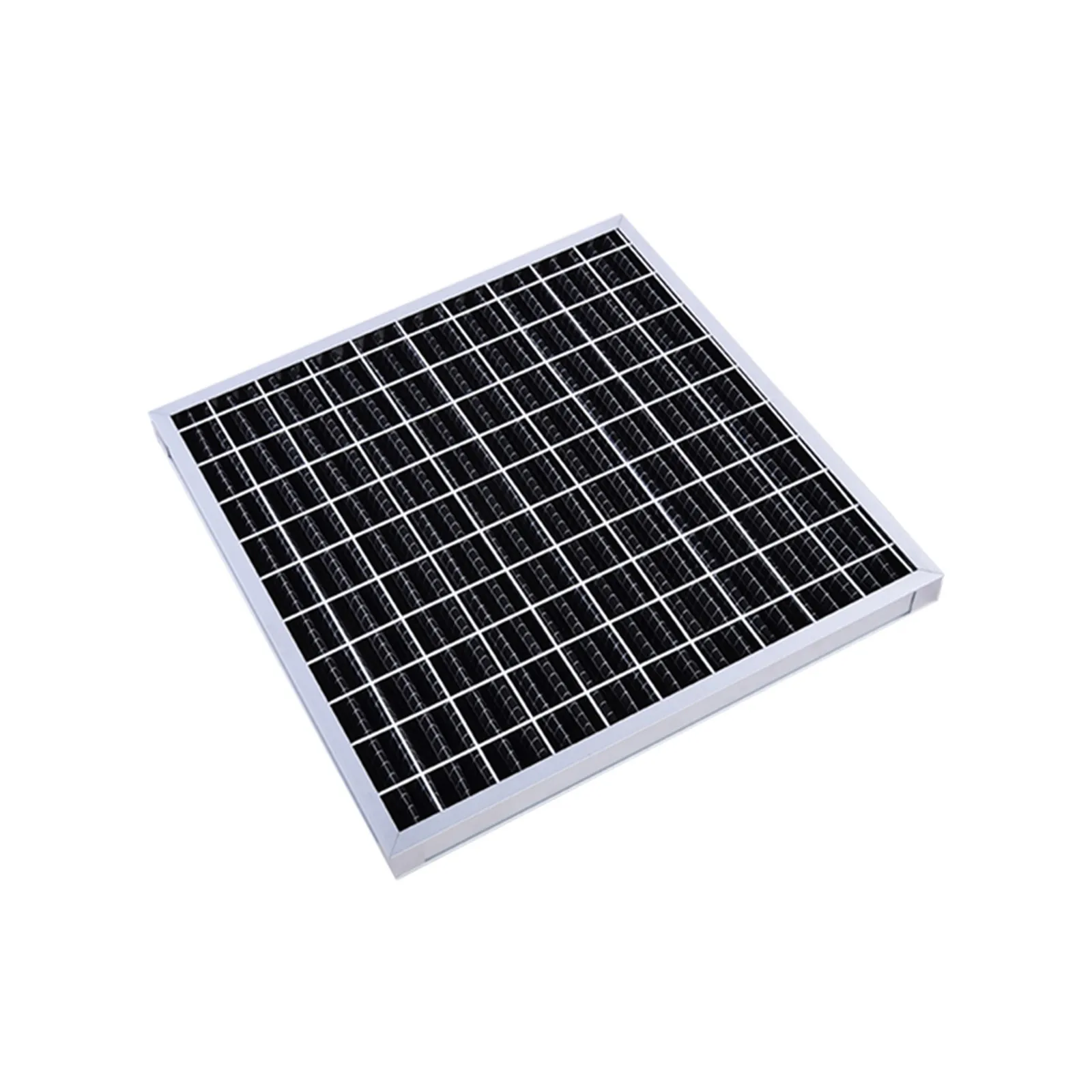 Flat panel filter in a shallow metal frame, photographed on a white background.