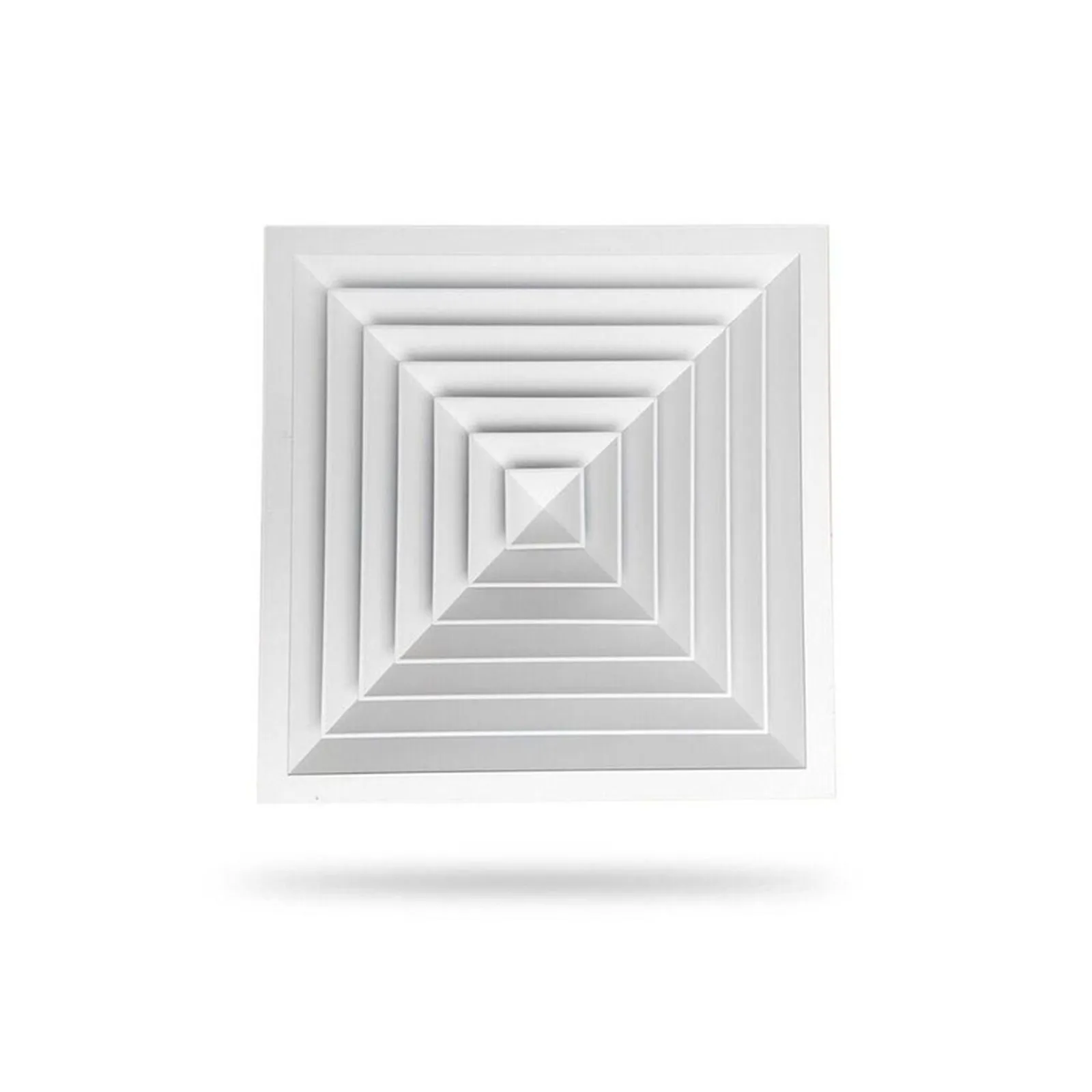 Square grille with an open face in a flanged frame, photographed on a white background.